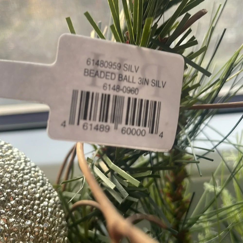 COPY - RH Restoration Hardware - Silver Beaded 3in Ball Christmas Ornament